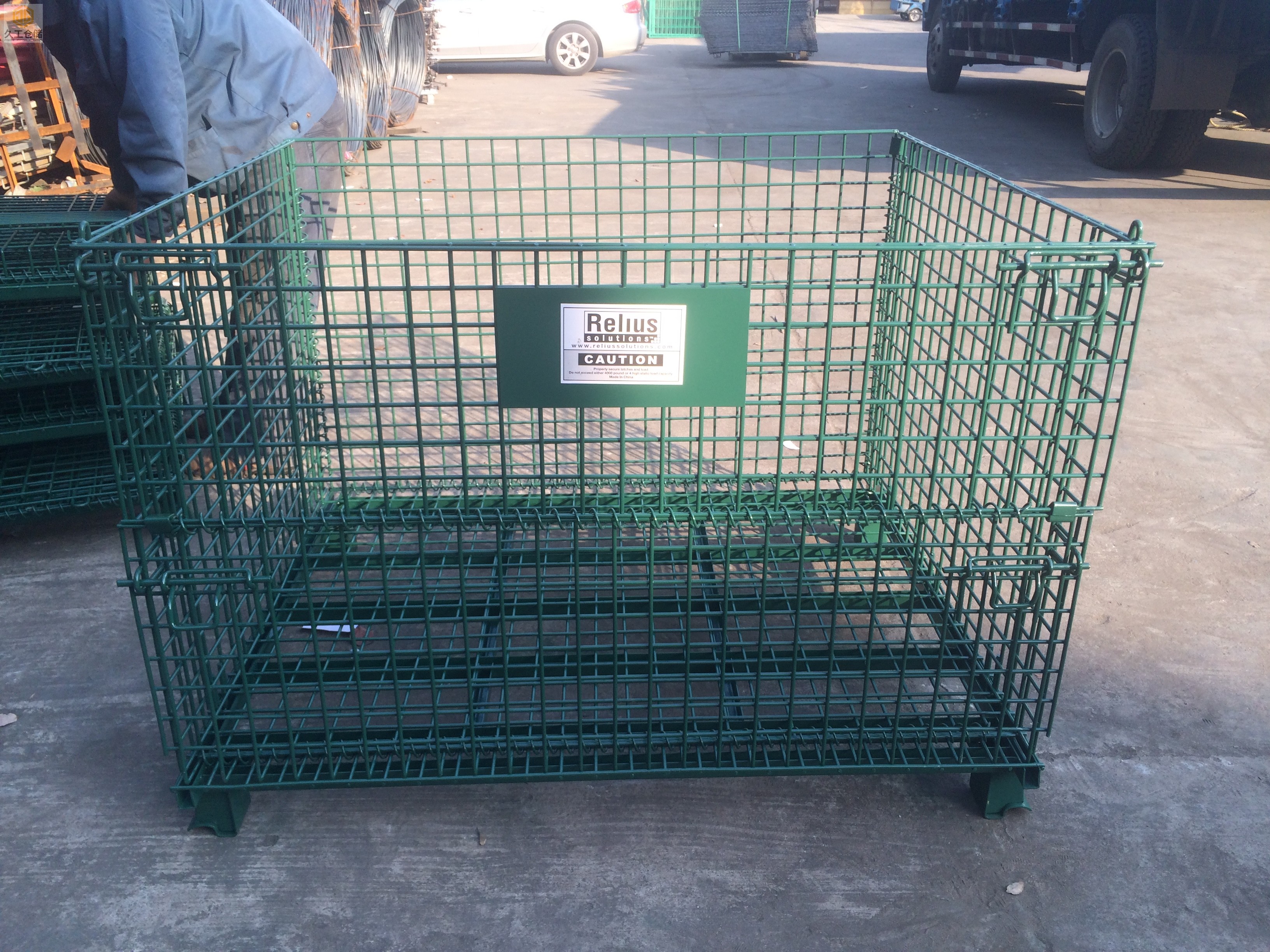 折疊式倉儲籠-噴塑綠色倉儲籠-久工倉儲籠-南京久工倉儲設(shè)備