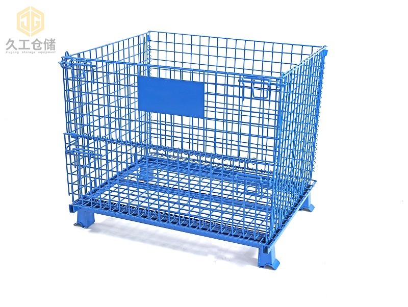 折疊式倉儲籠常規(guī)尺寸有哪些？噴塑倉儲籠展示，久工倉儲設備