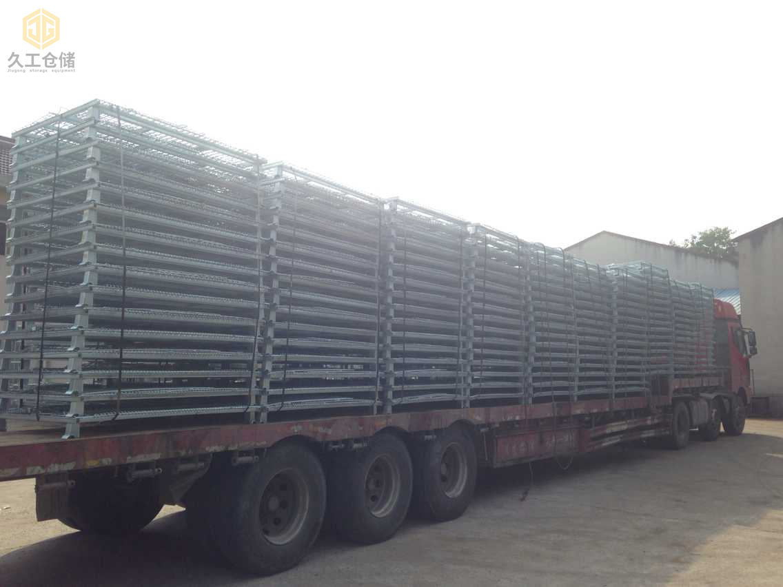 折疊式倉(cāng)儲(chǔ)籠車(chē)間擺放及發(fā)貨實(shí)拍，節(jié)省空間方便儲(chǔ)存，南京倉(cāng)儲(chǔ)籠廠家-久工倉(cāng)儲(chǔ)設(shè)備