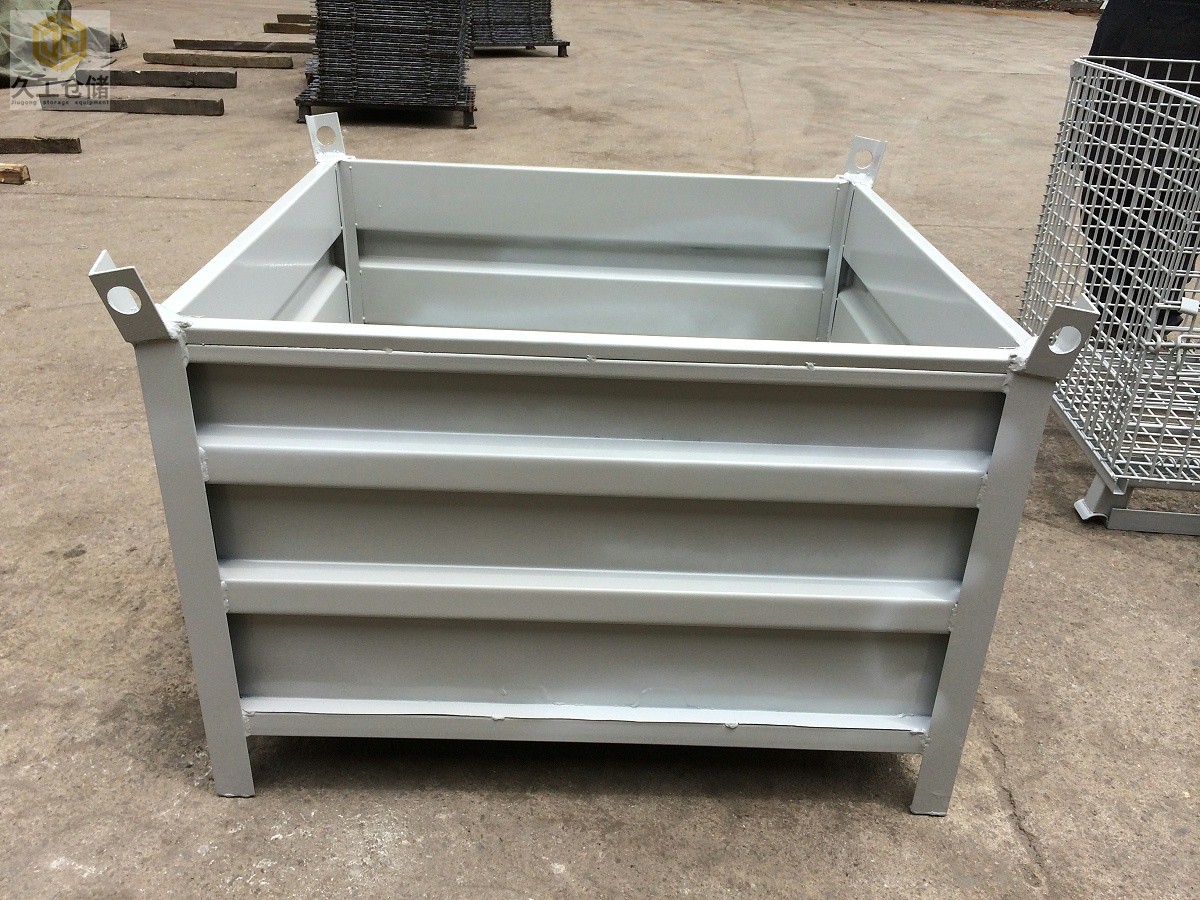 久工倉(cāng)儲(chǔ)鋼制料框-金屬鐵箱實(shí)物展示-噴塑白色，固定式鐵箱-金屬周轉(zhuǎn)箱