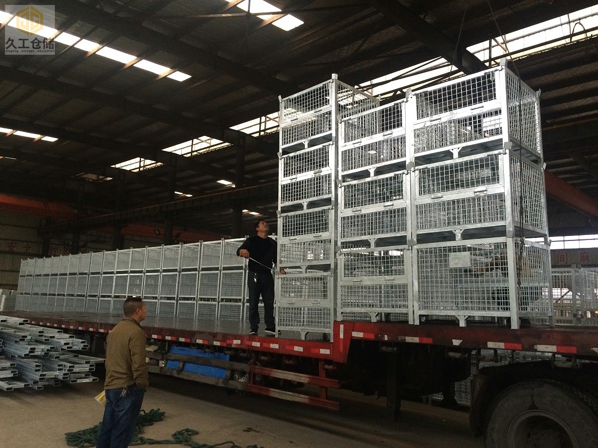 可折疊網(wǎng)箱-鍍鋅鋼制料箱實(shí)拍現(xiàn)場-金屬周轉(zhuǎn)箱南京周轉(zhuǎn)箱廠家-久工倉儲設(shè)備