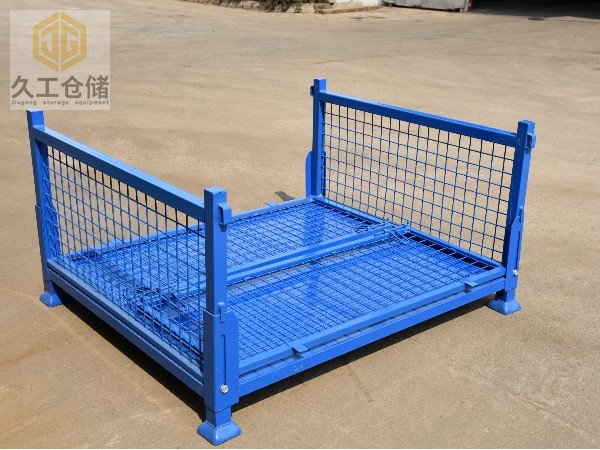 可折疊網(wǎng)箱-噴塑金屬周轉(zhuǎn)箱-鋼制料箱-藍(lán)色料框-南京周轉(zhuǎn)箱廠家-久工倉儲設(shè)備