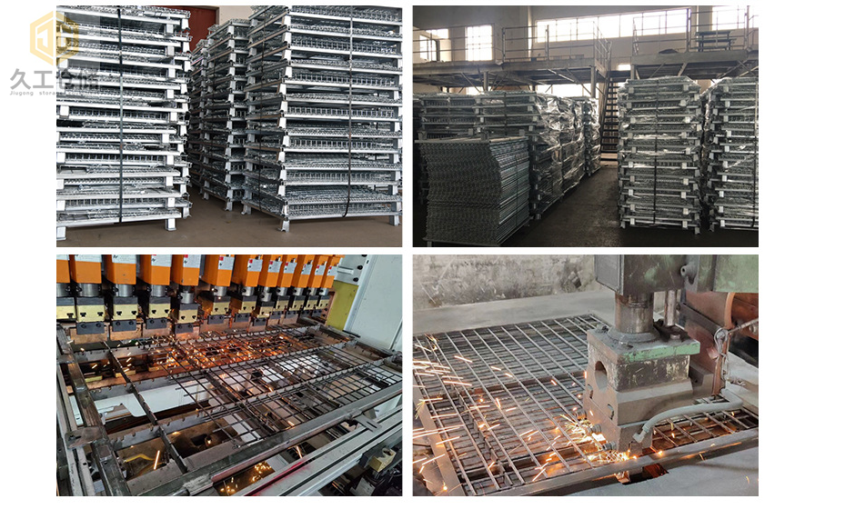 金屬周轉箱噴塑天藍色鐵皮箱，金屬箱展示圖，折疊存放便捷儲存，南京周轉箱廠家-久工倉儲設備