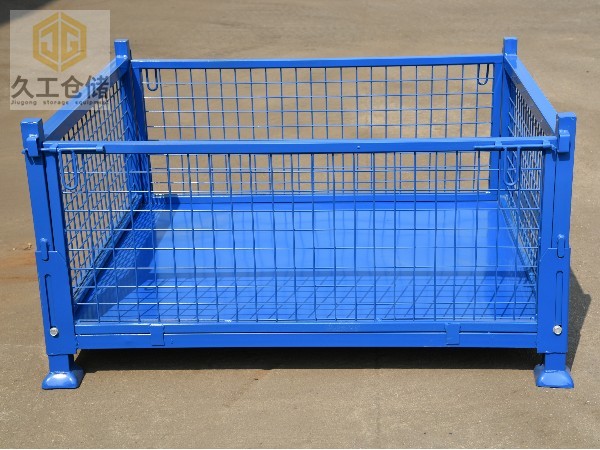 可折疊網(wǎng)箱-噴塑金屬周轉(zhuǎn)箱-鋼制料箱-藍(lán)色料框-南京周轉(zhuǎn)箱廠家-久工倉(cāng)儲(chǔ)設(shè)備