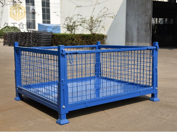 可折疊網(wǎng)箱-噴塑金屬周轉(zhuǎn)箱-鋼制料箱-藍(lán)色料框-南京周轉(zhuǎn)箱廠家-久工倉儲設(shè)備
