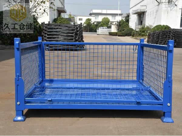 可折疊網(wǎng)箱-噴塑金屬周轉(zhuǎn)箱-鋼制料箱-藍(lán)色料框-南京周轉(zhuǎn)箱廠家-久工倉儲設(shè)備